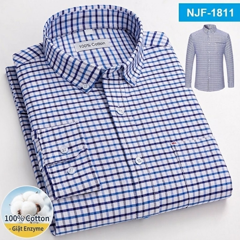 Áo Sơ Mi Tay Dài Cotton Oxford Dáng Rộng Thoải Mái Màu Trắng, Xám, Xanh, Đỏ...