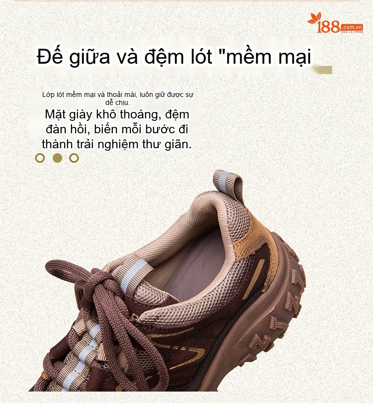 Giày Thể Thao Nữ Đế Răng Cưa Buộc Dây Chiều Cao Đế Khoảng 5cm Màu Nâu chi tiết 7