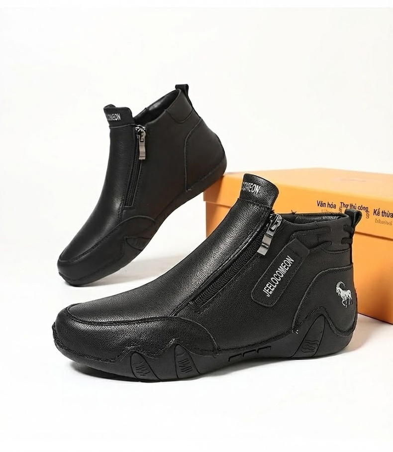 Boot Martin Nữ Da Thật Lót Lông Cao Cổ Đế Cao Su 3cm chi tiết 27