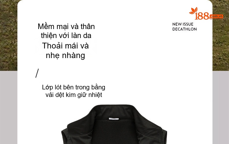 Áo Gile Bông Nam Thu Đông Giữ Ấm Phong Cách Thể Thao Màu Xanh Navy, Xanh Rêu, Đen chi tiết 2