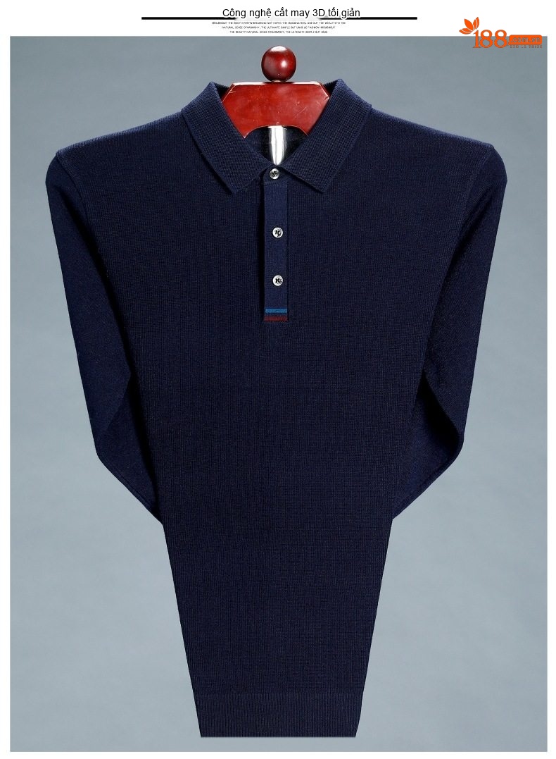 Áo Thun Polo Nam Dài Tay Dệt Kim Cashmere Phong Cách Doanh Nhân Màu Đỏ Rượu, Xám, Xanh Dương, Xanh Lá... chi tiết 17