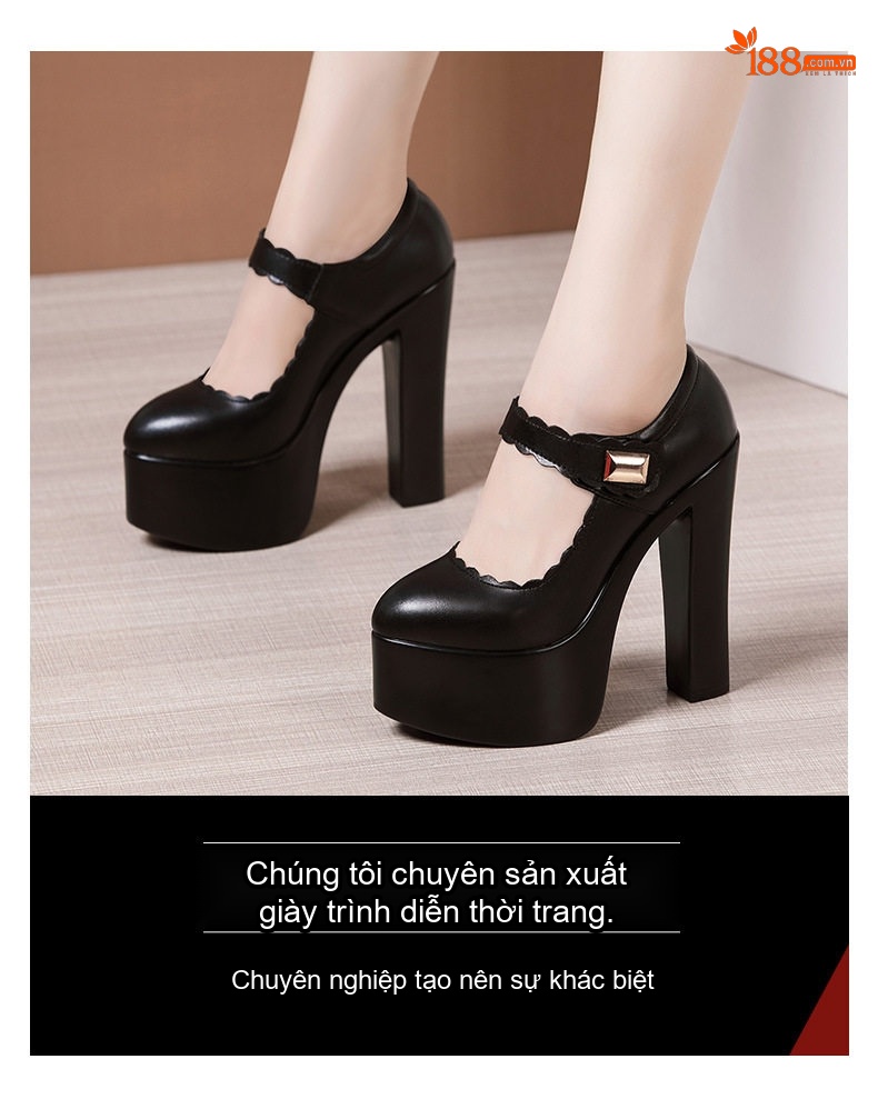 Giày Cao Gót Nữ Đế Xuồng 15cm Quai Ngang Mũi Nhọn Phong Cách Vintage Màu Đen, Bạc, Trắng, Đỏ... chi tiết 3