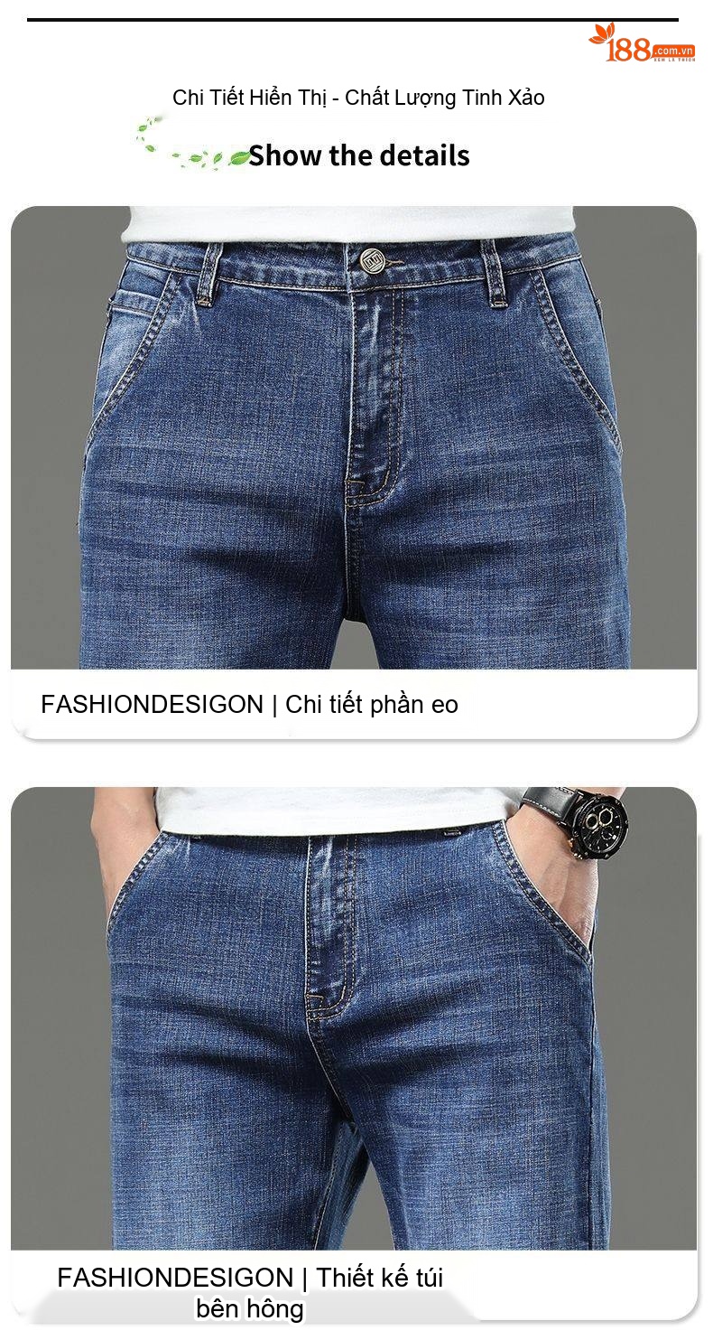 Quần Jeans Dáng Suông Nam Ống Đứng Lớn Tuổi Trung Niên Màu Xanh Dương chi tiết 26
