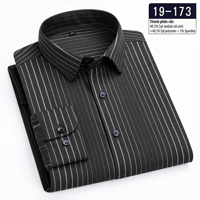 Áo Sơ Mi Dài Tay Nam Sợi Tre Họa Tiết Kẻ Caro Màu Xám, Nâu, Đen, Xanh Navy... chi tiết 11
