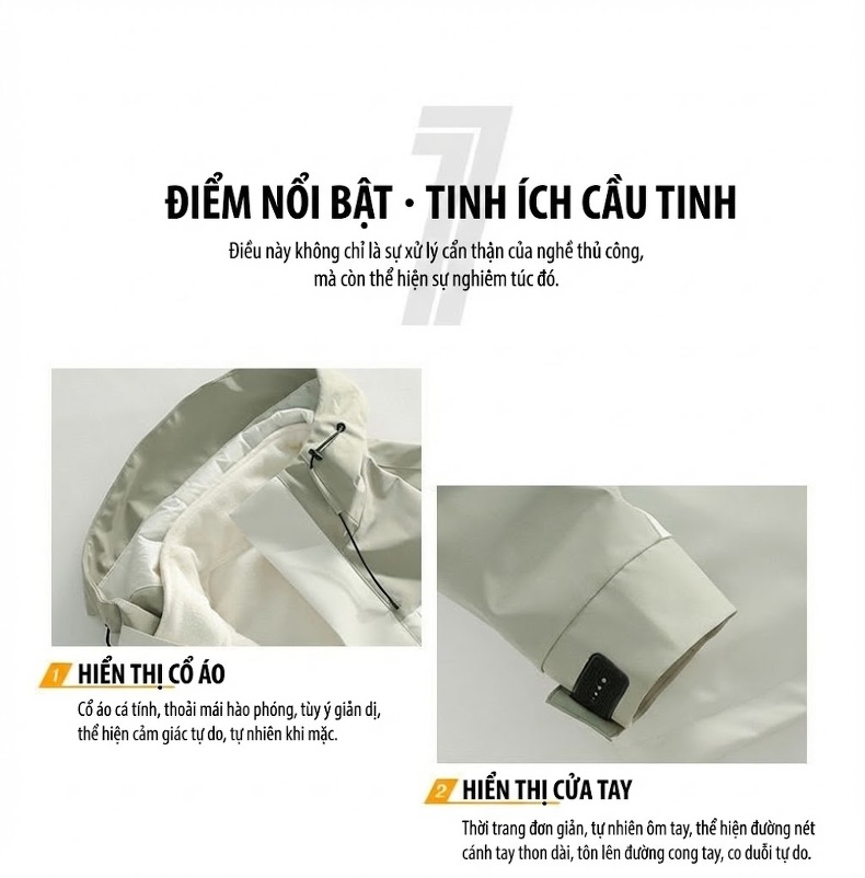 Áo Khoác Gió Nam Nữ Ba Trong Một Lót Lông Cừu Dày Dặn Có Thể Tháo Rời Màu Cam, Trắng, Xanh Dương, Tím... chi tiết 3