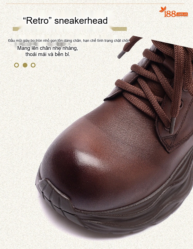 Boot Nữ Da Bò Cổ Lửng Phong Cách Âu Mỹ Chiều Cao Đế Khoảng 5cm Màu Đen, Nâu chi tiết 4