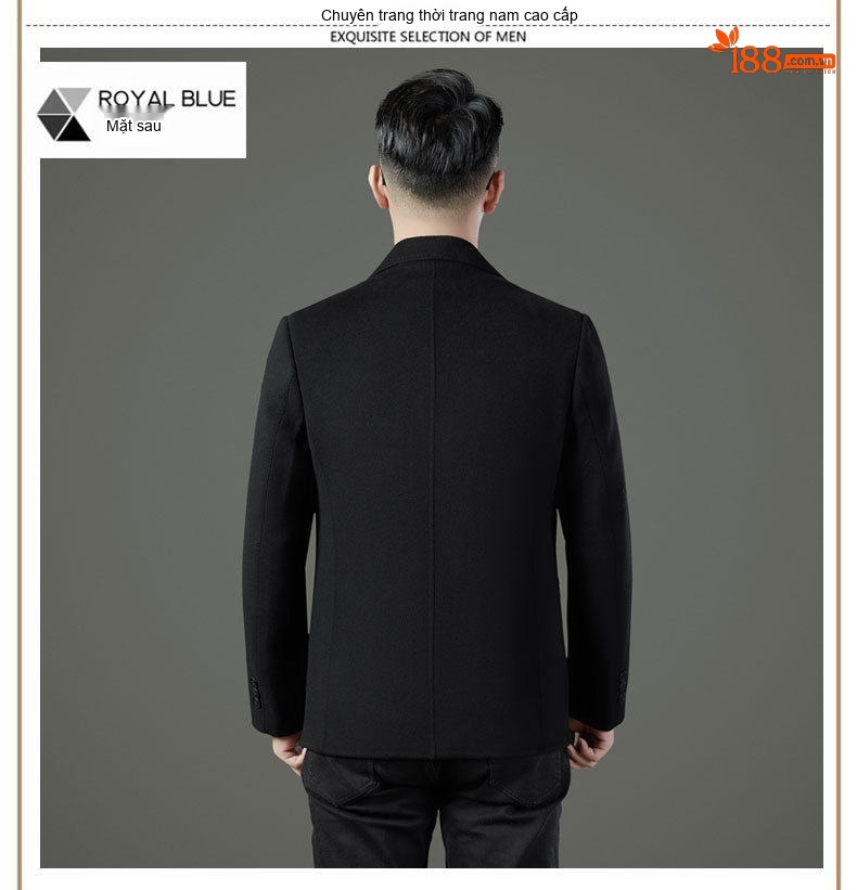 Áo Khoác Blazer Nam Hai Mặt Lông Cừu Áo Phao Lót Lông Vũ Có Thể Tháo Rời Màu Đen, Nâu, Xám chi tiết 27