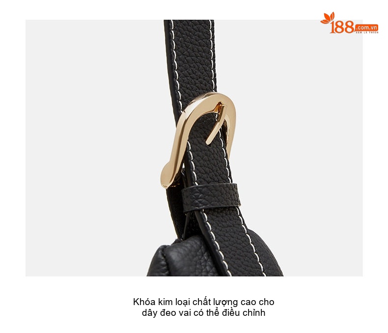 Túi Tote Da Bò Đeo Vai Nữ Sức Chứa Lớn Kiểu Dáng Saddle Màu Be, Đen chi tiết 27