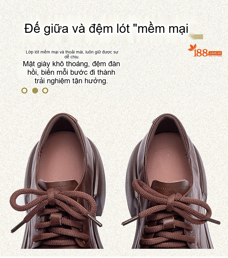 Giày Oxford Nữ Da Bò Chiều Cao Đế Khoảng 5cm Màu Đen, Nâu chi tiết 6