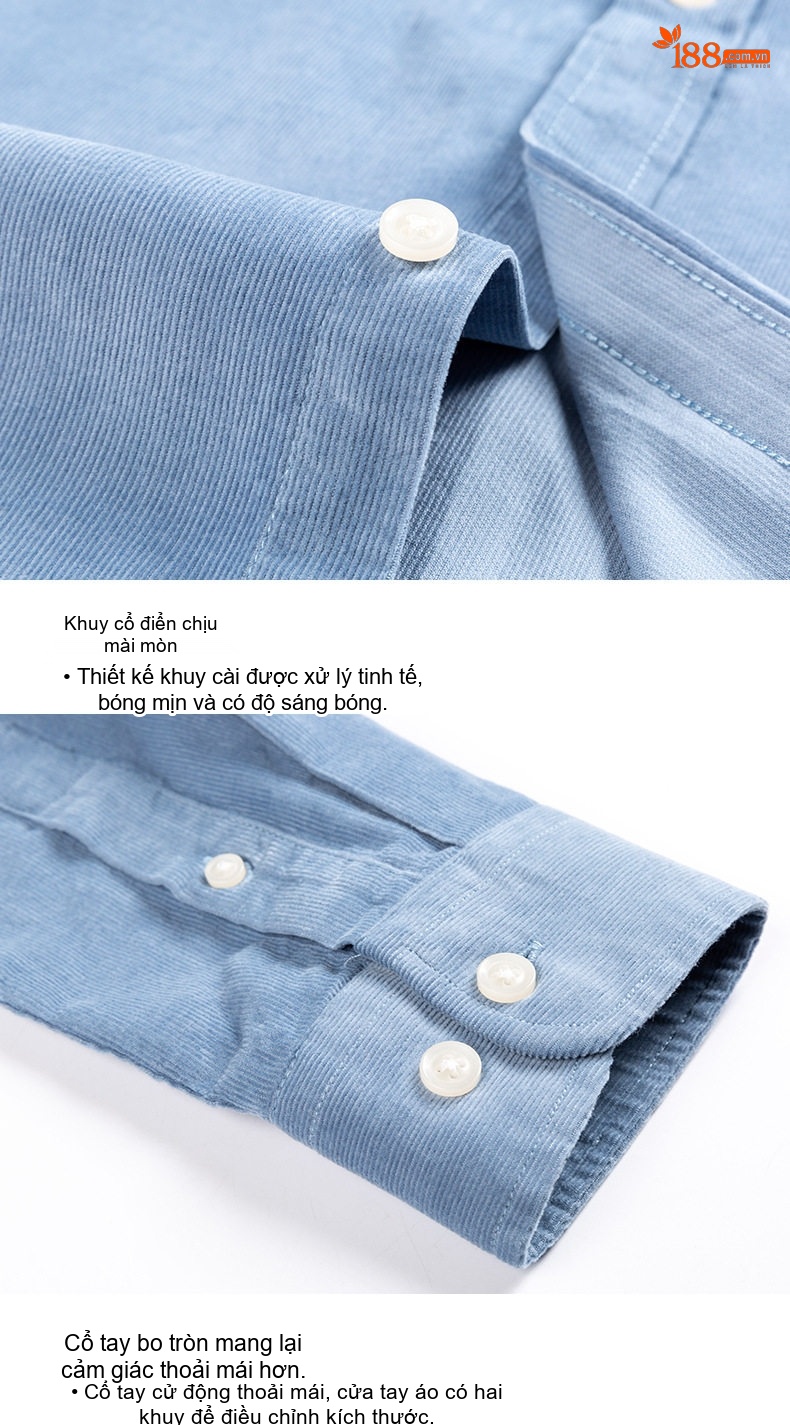 Áo Sơ Mi Dài Tay Nam Cotton Gân Nhỏ Dáng Ôm Thời Trang Công Sở Màu Xám, Trắng, Xanh Navy, Xanh Da Trời, Nâu... chi tiết 15