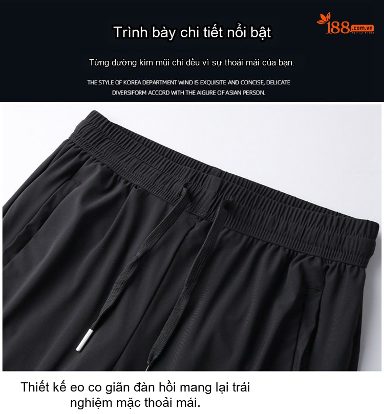 Quần dài nam thể thao ống bo vải mỏng thoáng khí chi tiết 6