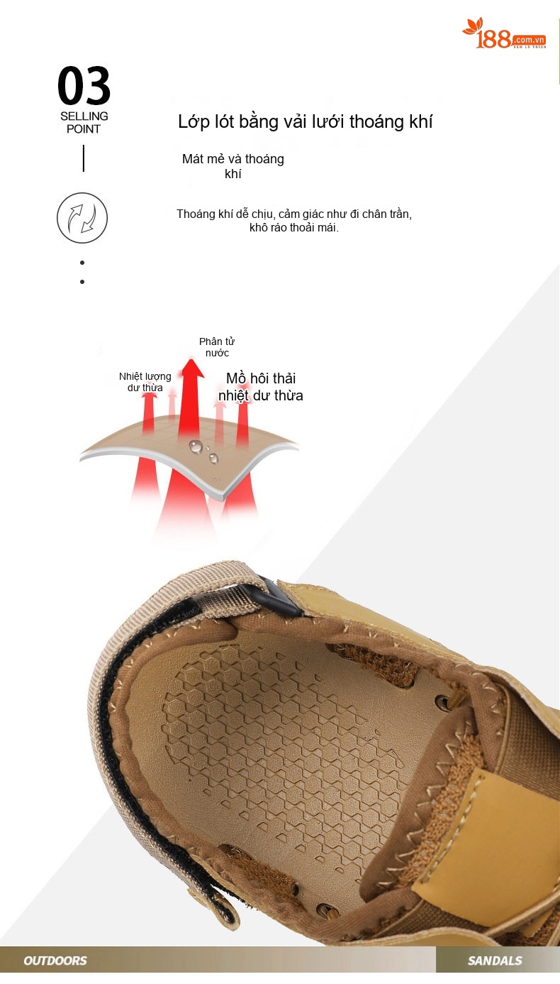 Sandal Nam Quai Dán Bện Dây Thoáng Khí Đế Cao 2cm chi tiết 19