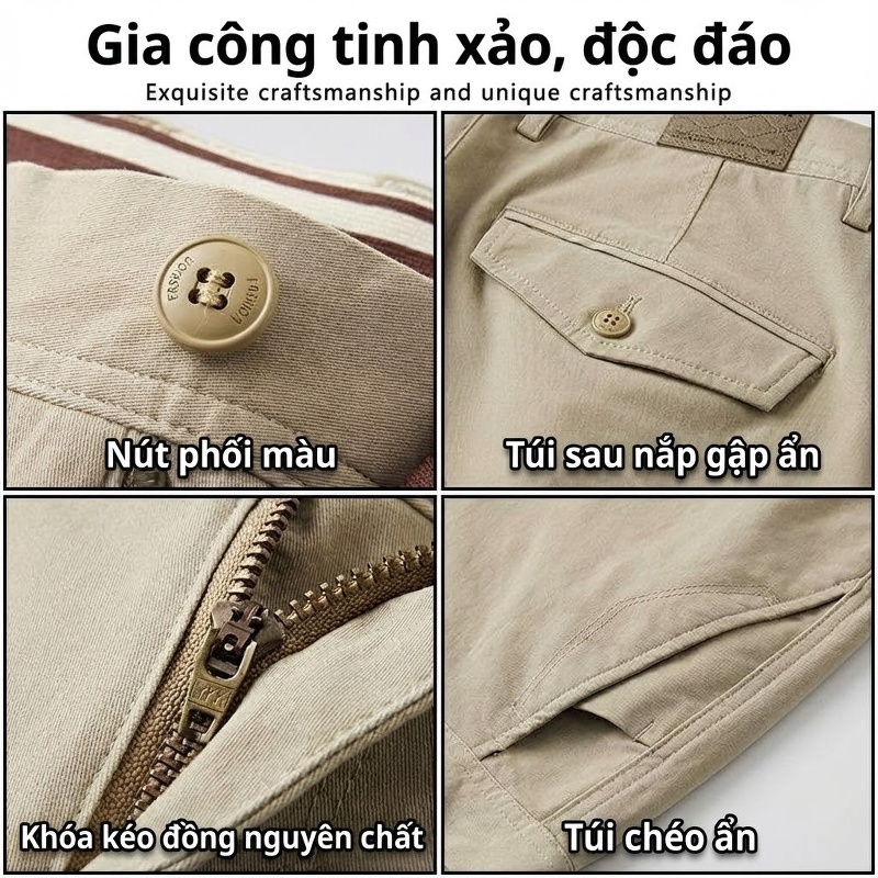 Quần Dài Cotton Nam Dáng Ôm Vừa Vặn Phong Cách Thời Trang Công Sở Màu Be