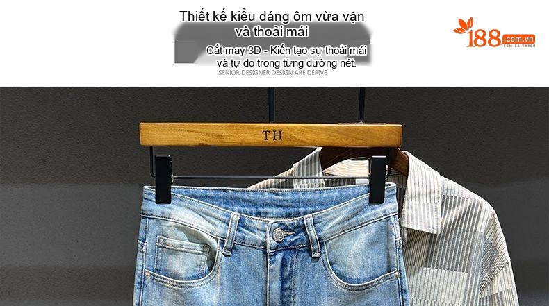 Quần Jean Dáng Suông Nam Cotton Màu Xanh Nhạt, Xám, Đen chi tiết 2