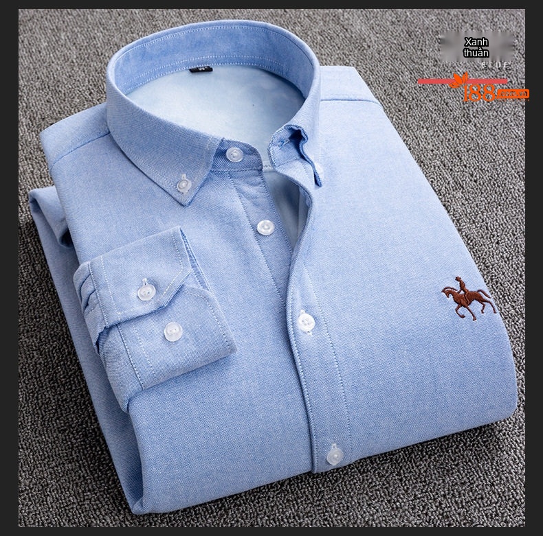 Áo Sơ Mi Dài Tay Nam Cotton Oxford Lót Lông Dày Dặn Giữ Ấm Màu Trắng, Hồng, Xanh Dương, Xám... chi tiết 12