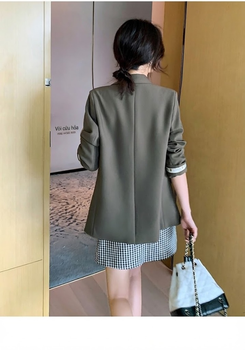 Áo Khoác Blazer Nữ Thêu Mickey Kiểu Hàn Quốc Màu Nâu chi tiết 24