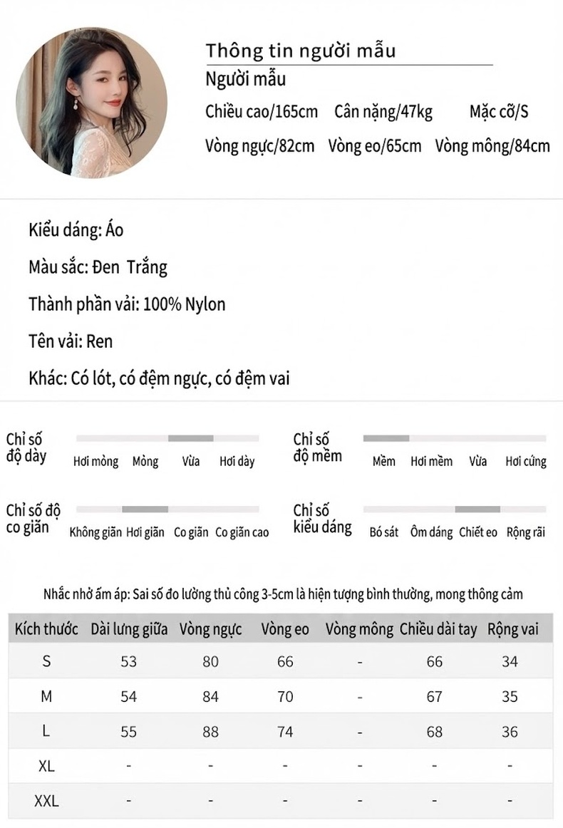 Áo Ren Nữ Dài Tay Thiết Kế Dáng Ôm Eo Viền Bèo Nhún Phong Cách Pháp Màu Trắng Kem chi tiết 2
