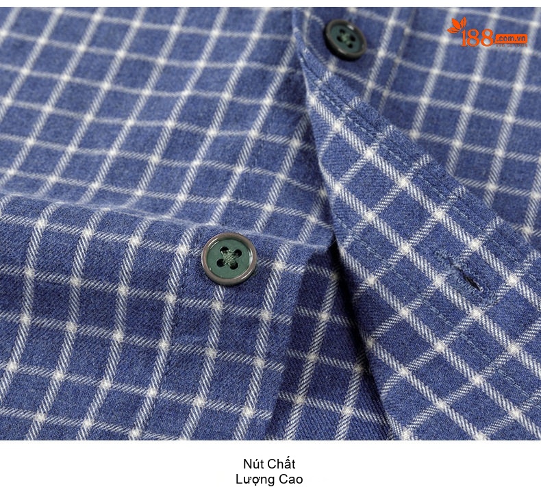 Áo Sơ Mi Nam Tay Dài Cotton Kẻ Sọc Mài Lông Dáng Ôm Vừa Vặn Màu Xanh Dương, Xám chi tiết 10