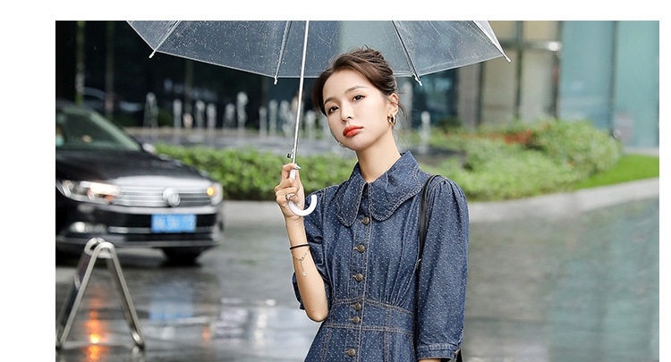 Váy Dài Nữ Tay Lỡ Cổ Bẻ Họa Tiết Chấm Bi Phong Cách Âu Mỹ Thanh Lịch chi tiết 17