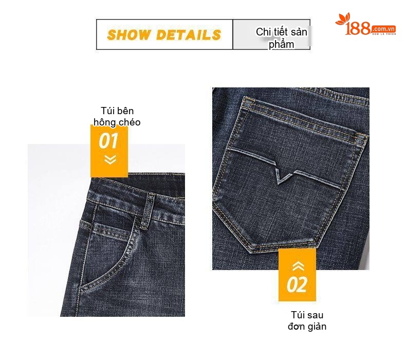 Quần Jean Nam Ống Đứng Dáng Ôm Vừa Vặn Cotton Không Nhăn Phong Cách Business Trung Niên Màu Xanh Đậm, Xanh Nhạt, Xám chi tiết 20
