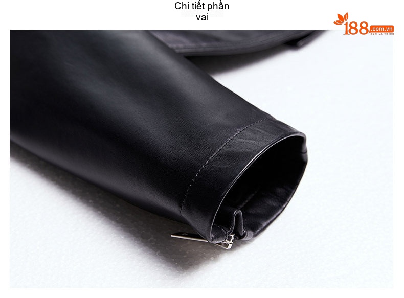 Áo Khoác Da Cừu Nữ Dáng Ngắn Cổ chữ Vest Phong Cách Rider Màu Đen chi tiết 21