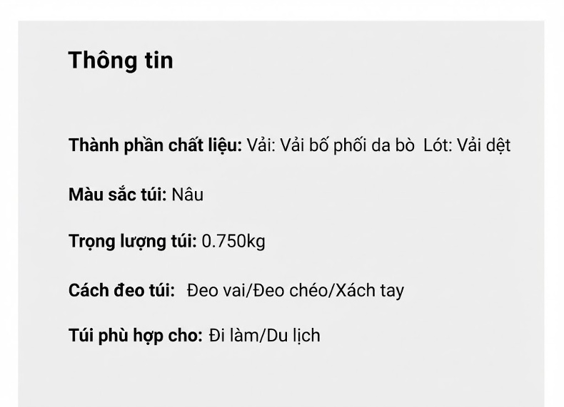 Túi Tote Nữ Vải Canvas Phối Da Bò Họa Tiết Kẻ Sọc Lớn Đựng Vừa A4 Màu Nâu chi tiết 3
