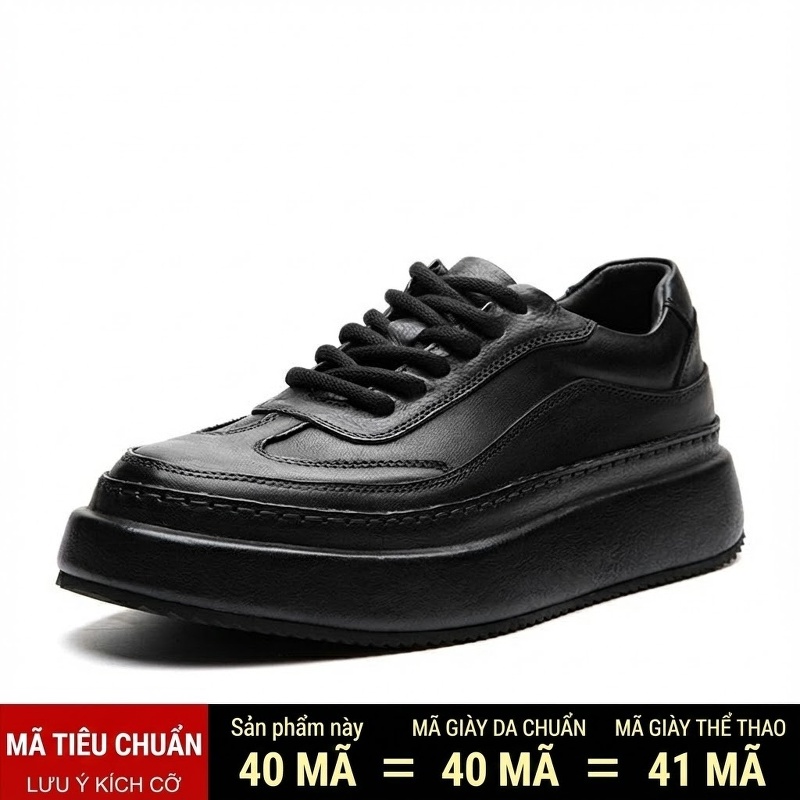 Giày Tây Buộc Dây Nam Da Bò Đế Dày Chiều Cao Đế Khoảng 4cm Màu Nâu, Đen