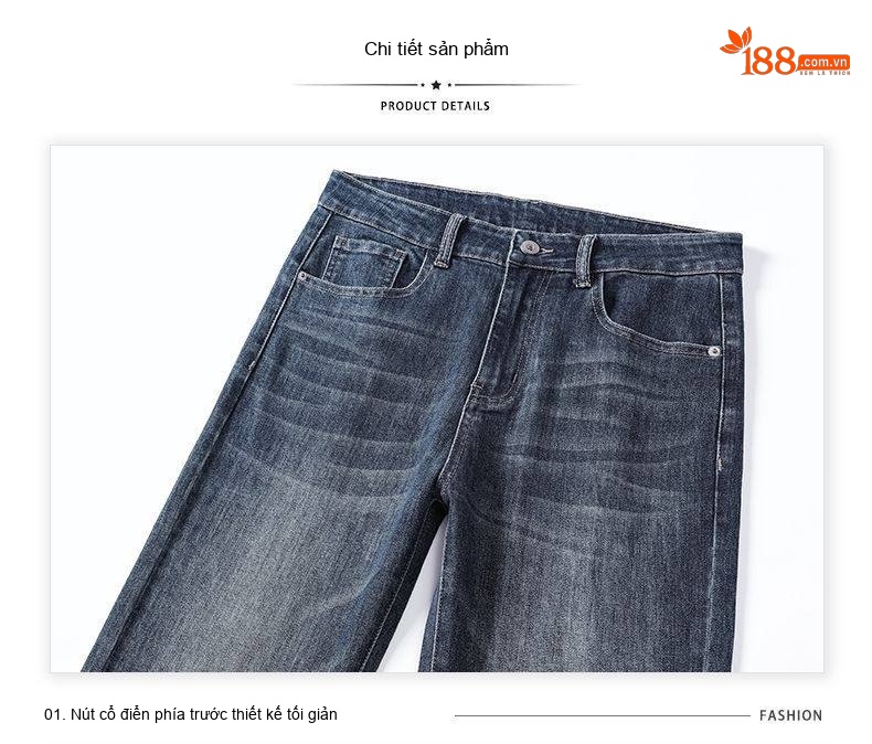 Quần Jean Nam Ống Đứng Cotton Co Giãn Nhẹ Phong Cách Casual Màu Xám Đen chi tiết 32