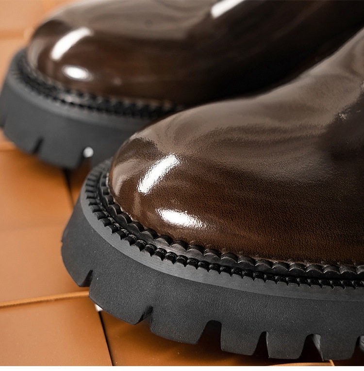 Boot Chelsea Nam Da Bóng Đế Dày Chiều Cao Đế Khoảng 5cm Màu Đen chi tiết 11