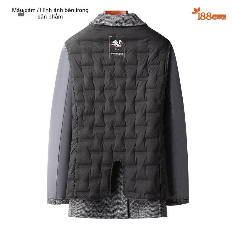 Áo Vest Nam Hai Mặt Lông Cừu Tây Trang Lót Lông Vũ Tháo Rời Phong Cách Thanh Niên Màu Xám, Đen chi tiết 12