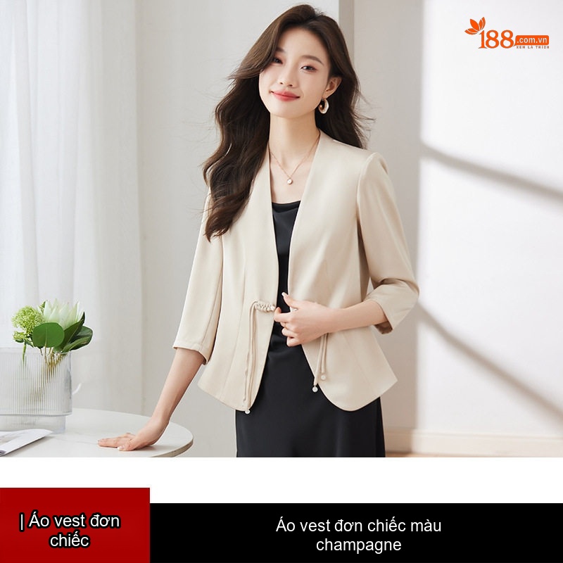 Áo Vest Blazer Nữ Tay Lỡ Phong Cách Hàn Quốc Màu Champagne, Trắng, Đen