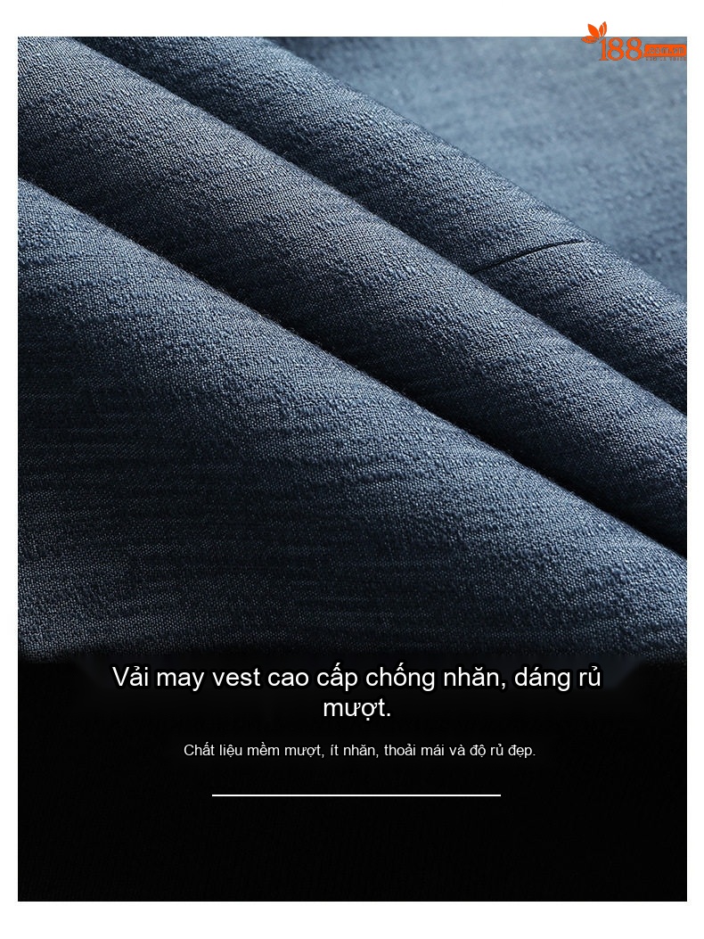Áo Vest/Blazer Nam Thu Đông Hoạ Tiết Gợn Sóng Ôm Dáng Màu Xanh chi tiết 2
