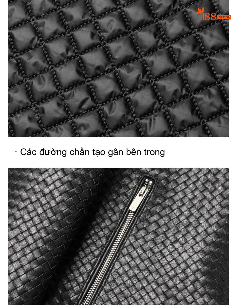 Áo Khoác Da Cừu Nam Dáng Bomber Đan Vi Tinh Tế Lót Bông Dày Dặn Màu Đen chi tiết 15