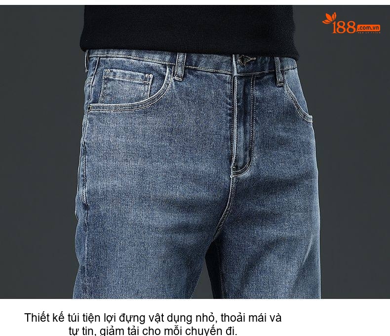 Quần Jean Nam Ống Đứng L莱赛尔 Ôm Vừa Vặn Kiểu Dáng Đơn Giản Màu Xanh, Xám chi tiết 22