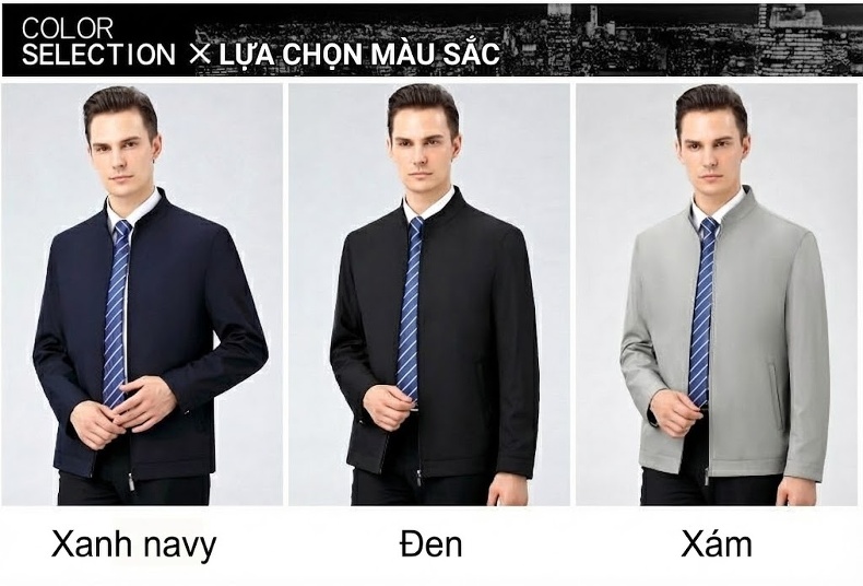 Áo Khoác Bomber Nam Lụa Tằm Tơ Dáng Ôm Chống Nhăn Màu Đen, Xám, Xanh Navy, Đỏ... chi tiết 6
