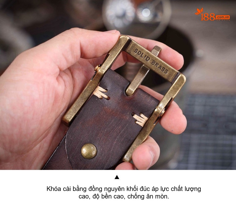 Thắt Lưng Nam Da Bò Thủ Công Mặt Khóa Đồng Nguyên Chất Màu Đen, Nâu chi tiết 18