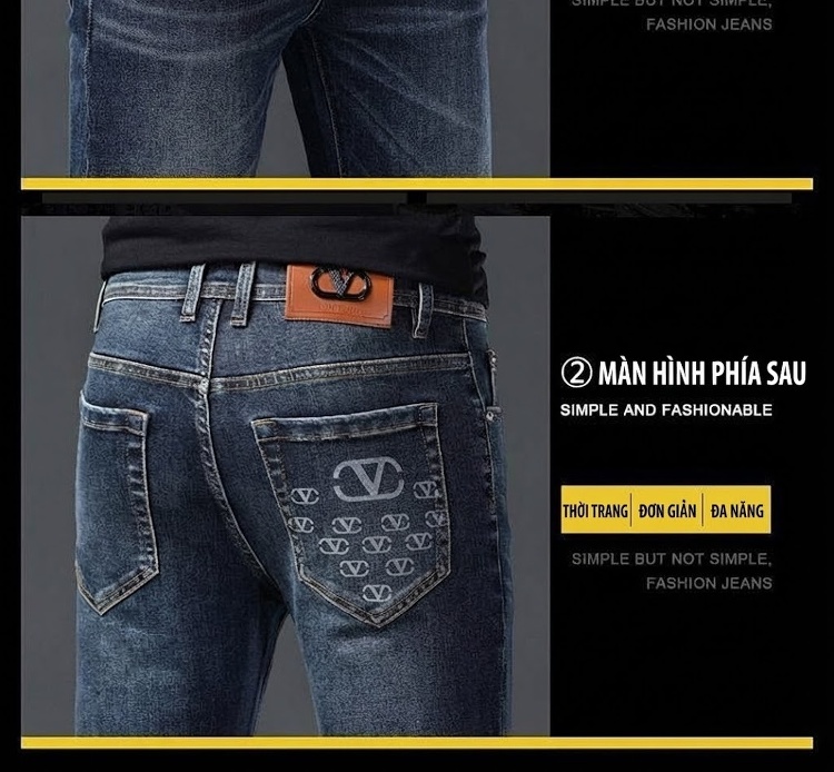 Quần Jean Nam Cotton In Họa Tiết Rách Gối Dáng Ôm Vừa Màu Xanh chi tiết 50