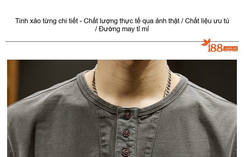 Áo Thun Tay Dài Nam Cổ Tròn Mỹ Cổ Điển Cotton Dày Dặn Form Rộng Màu Xám, Nâu chi tiết 2