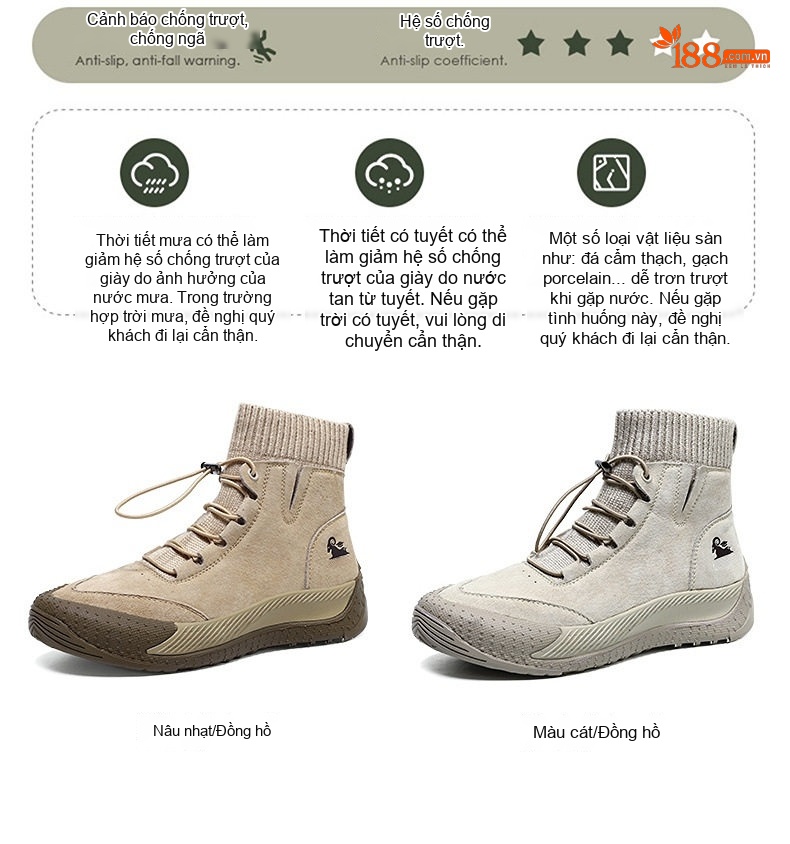 Giày Boot Nữ Da Thật Cổ Cao Chiều Cao Đế Khoảng 3cm Màu Kem chi tiết 5