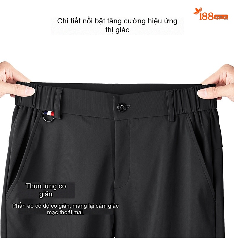 Quần Dài Nam Ống Đứng Lưng Thun Co Giãn Mùa Hè Thoáng Mát Màu Đen, Xám chi tiết 9