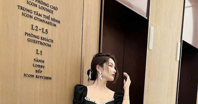 Váy Đầm Nữ Jacquard Thiết Kế Cổ chữ Vuông Tay Bồng Đính Hạt Phong Cách Tiểu Thư Màu Đen chi tiết 23