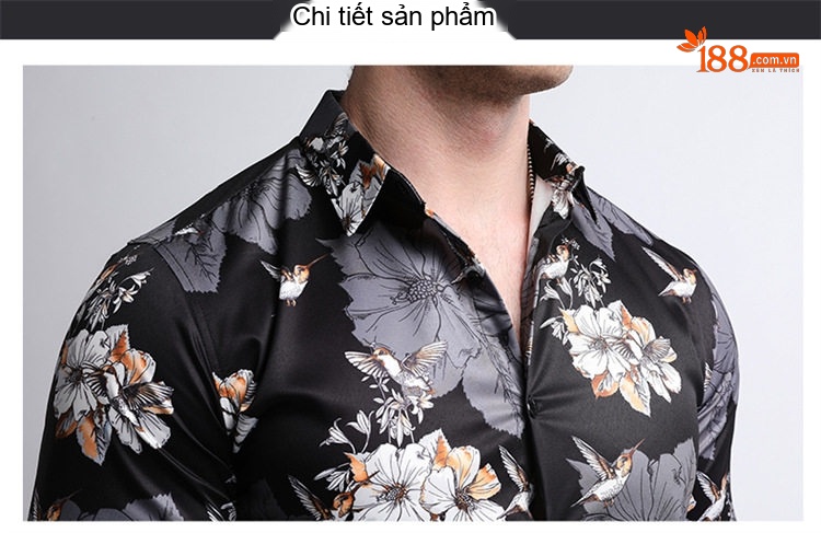 Áo Sơ Mi Nam Tay Dài In Họa Tiết Kỹ Thuật Số Cá Tính Màu Đen, Trắng chi tiết 23