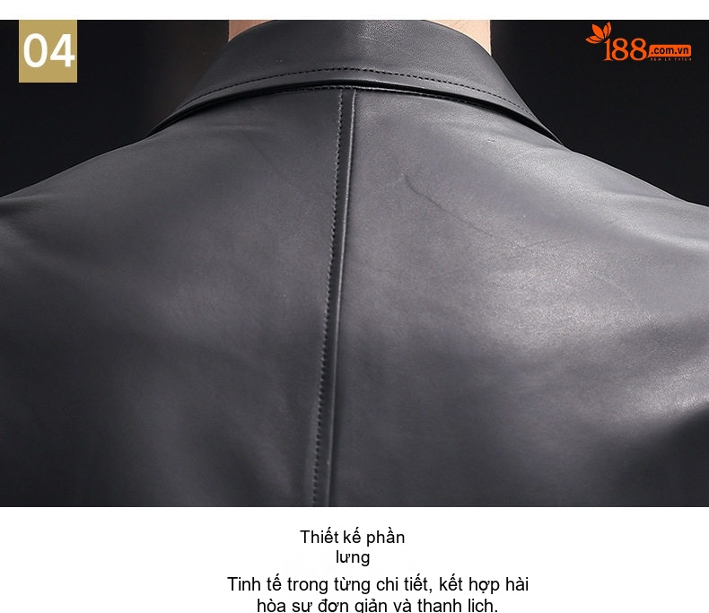 Áo Khoác Blazer Nam Da Cừu Thật Phong Cách Doanh Nhân Màu Đen chi tiết 23