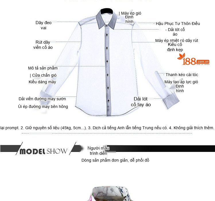 Áo Sơ Mi Nam Cotton In Hoa Văn Phong Cách Trung Quốc Tay Dài Màu Trắng, Vàng, Tím chi tiết 4