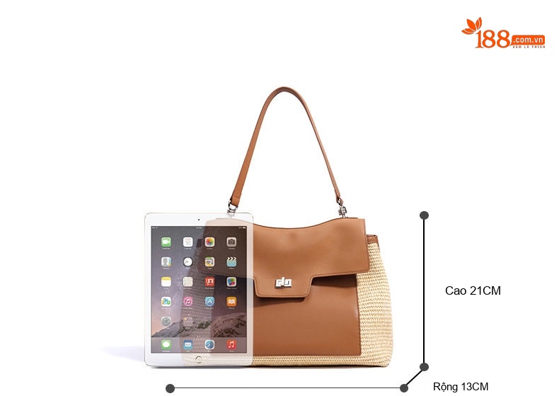 Túi Tote Nữ Đan Lát Cao Cấp Phong Cách Tiểu Thư Đeo Vai, Đeo Chéo Công Sở Màu Trắng, Đen, Nâu chi tiết 10