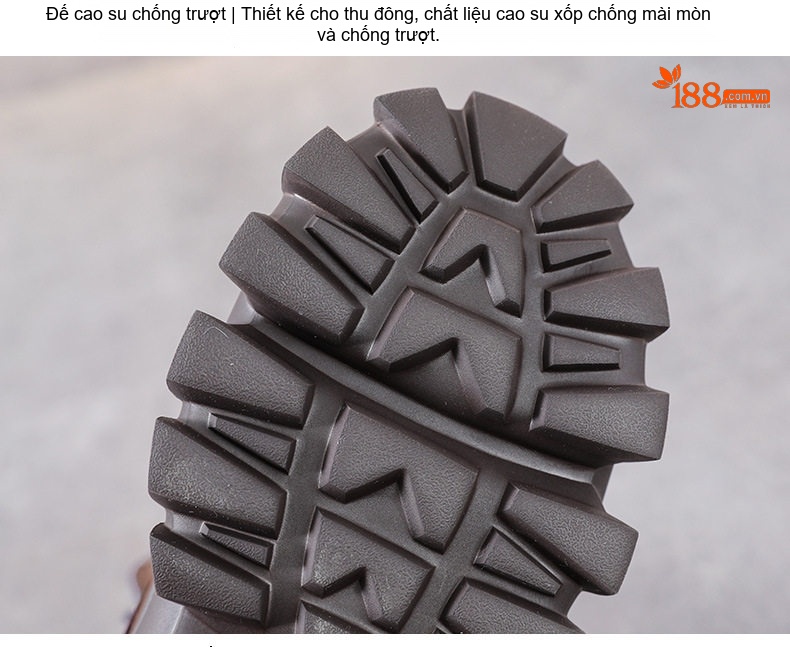 Boot Martin Nữ Da Bò Cổ Lửng Khóa Cài Phong Cách Anh Chiều Cao Đế Khoảng 5cm Màu Nâu, Đen chi tiết 8