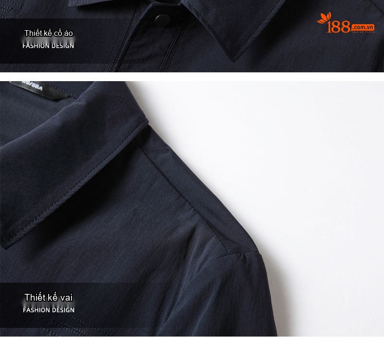 Áo Khoác Nam Cổ Bẻ Dáng Áo Sơ Mi Mỏng Nhẹ Màu Xanh Navy, Xám, Ghi chi tiết 13