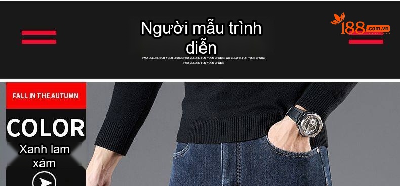 Quần Jean Nam Ống Đứng Lót Lông Dày Dặn Màu Đen Xám chi tiết 12