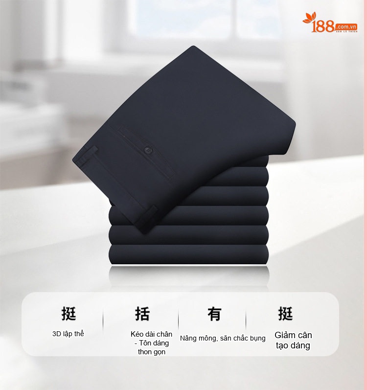 Quần Âu Nam Dáng Suông Mỏng Nhẹ Không Nhăn Cho Bố Trung Niên Màu Đen, Kem, Xám, Be chi tiết 19