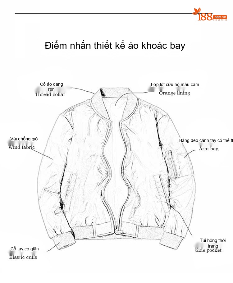 Áo Khoác Bomber Nam Thêu Hình Kiểu Phi Công MA1 Size Lớn Màu Xanh Rêu, Đen chi tiết 2